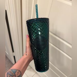 Starbucks Dark Green Textured Tumbler with Straw